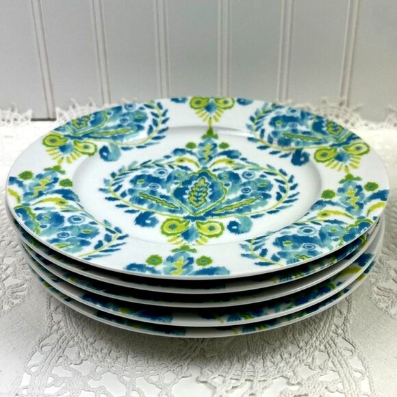 Johara by Dena Home Set of 5 Porcelain Salad / Luncheon Plates 8" Blue Yellow - Picture 7 of 10